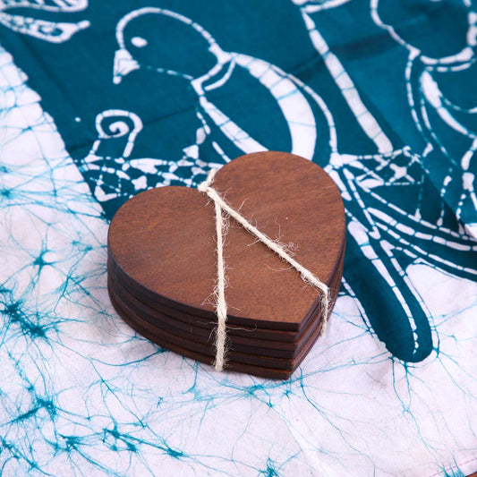 Wooden Heart Coaster Set