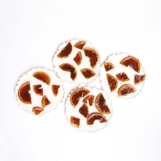 Orange Burst Resin Coaster Set