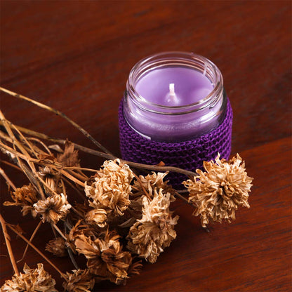 Lavender Crochet Candle