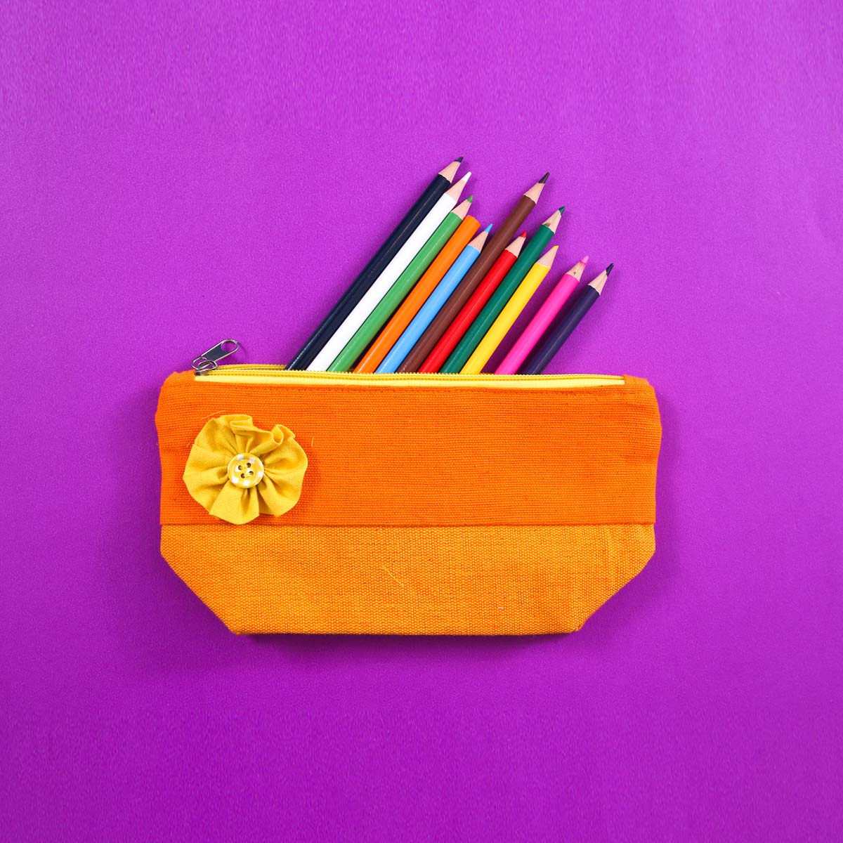 Button Flower Pencil Case