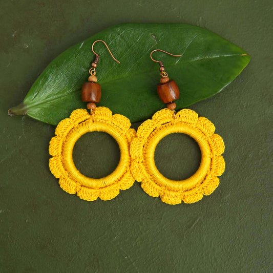 Sunflower Crochet Hoop Earrings