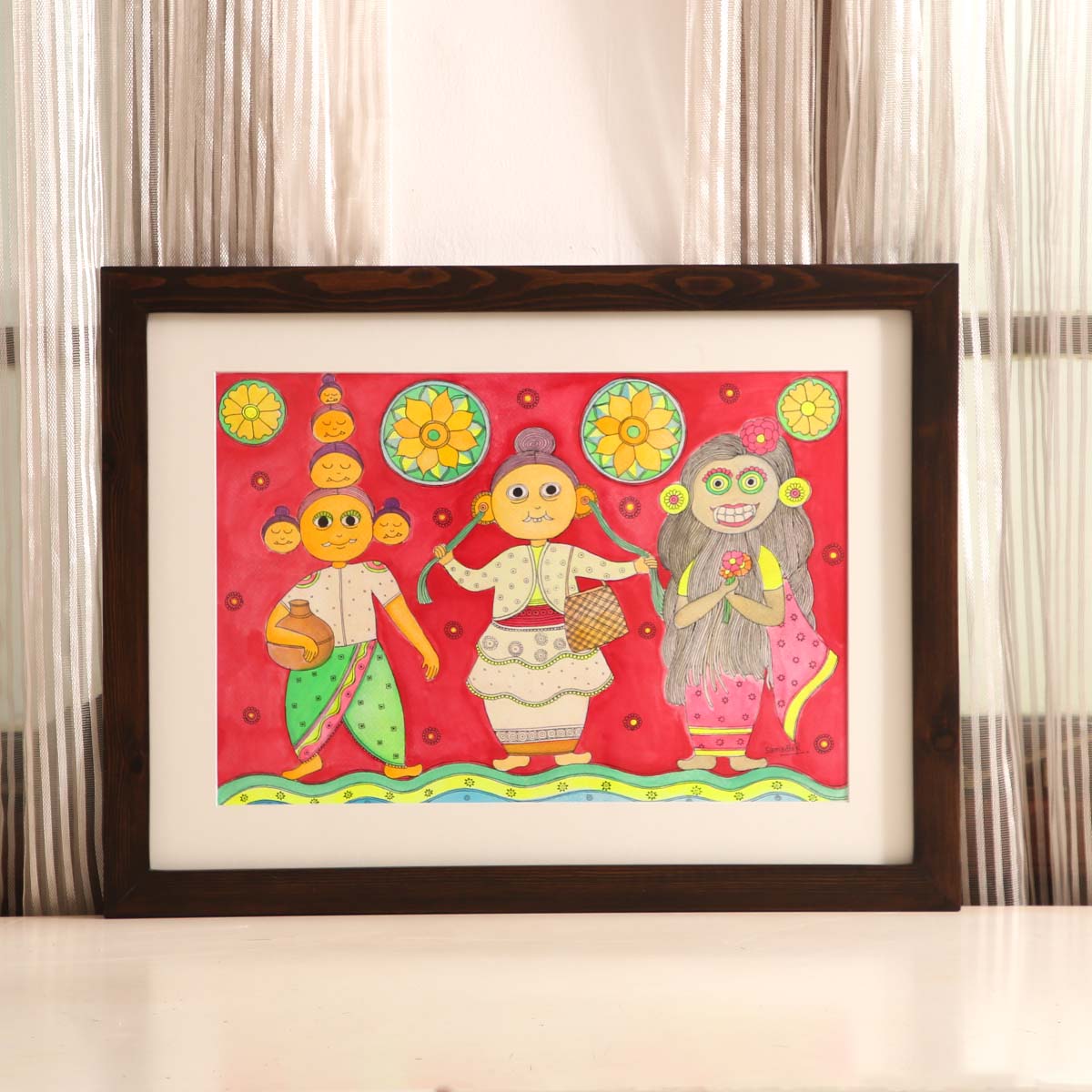 Yak Nenda with Daughters Painting