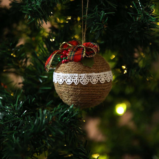 Burlap Thread &amp; Plaid Bauble