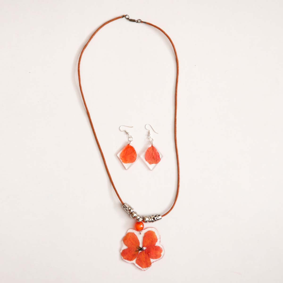 Peachy Bloom Resin Jewellery Set