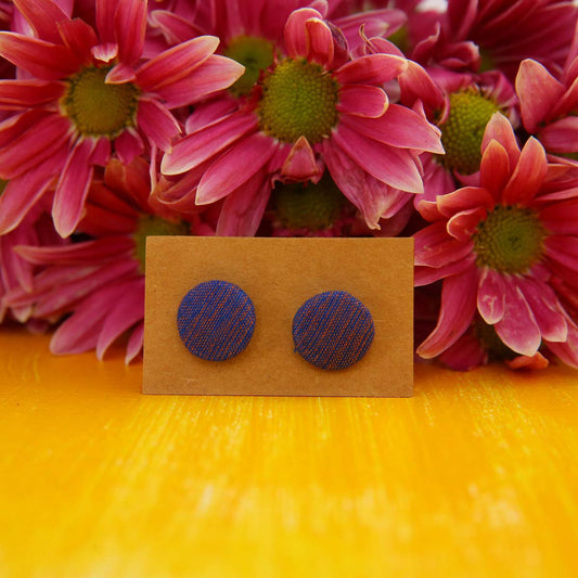 Blue Lined Handloom Stud Earrings
