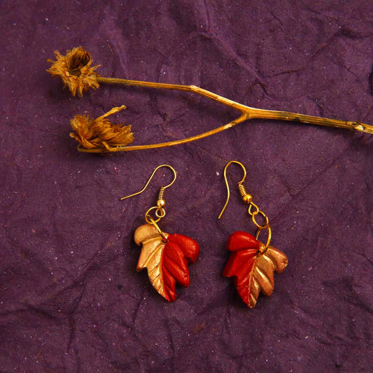 Gold & Red Terracotta Earrings