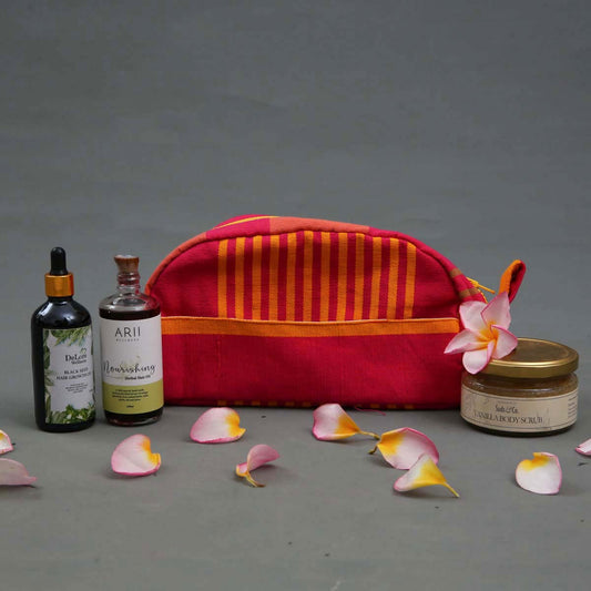 Magenta Handloom Wash Bag