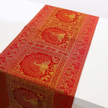 Ruben Red Motif Silk Table Runner