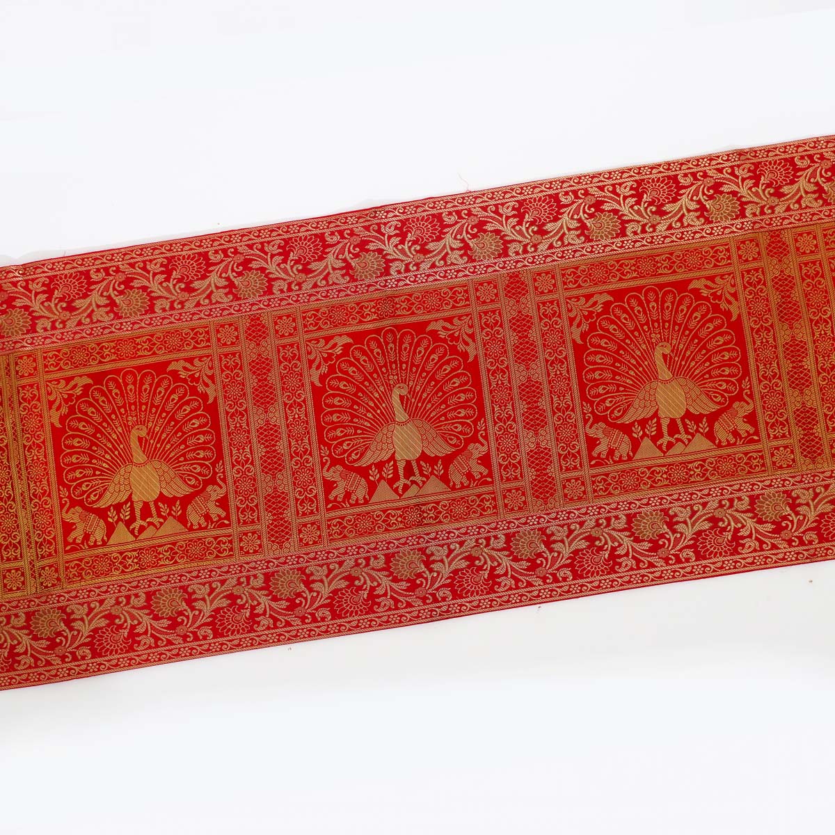 Ruben Red Motif Silk Table Runner