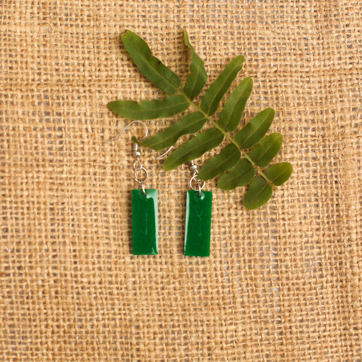 Jade Rectangle Resin Earrings
