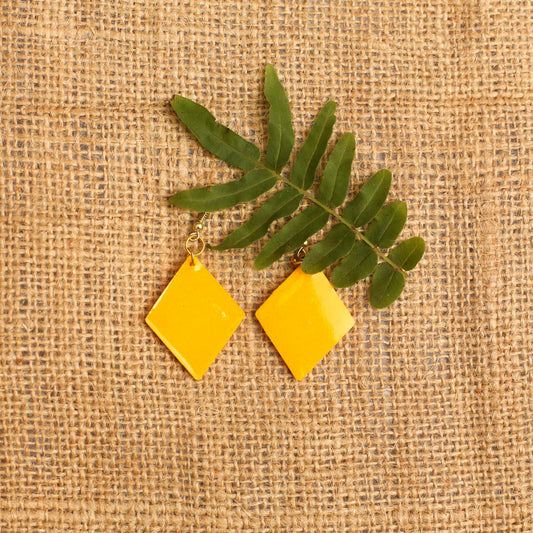 Yellow Diamond Resin Earrings