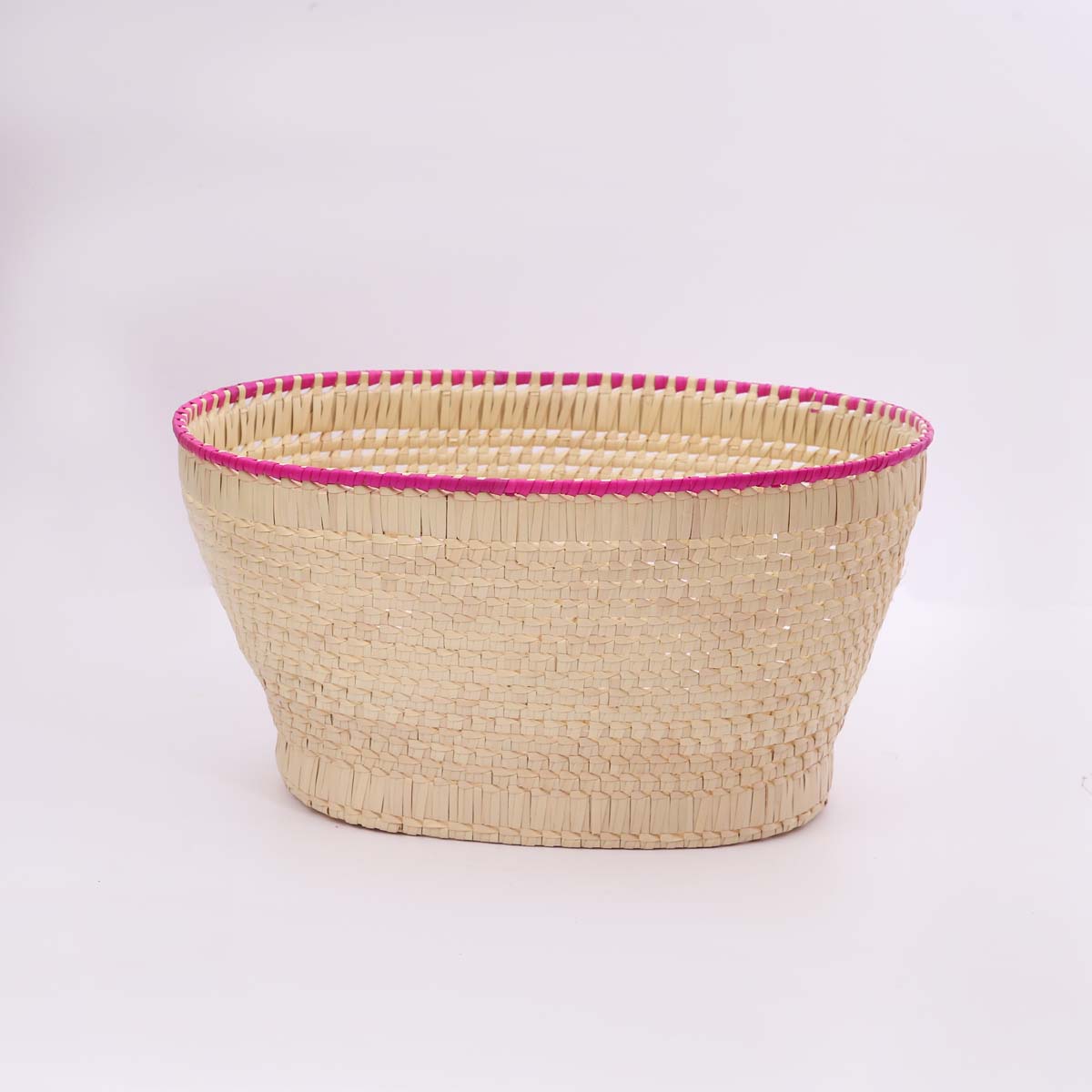 Pink Rimmed Palmyra Storage Basket