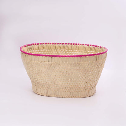 Pink Rimmed Palmyra Storage Basket