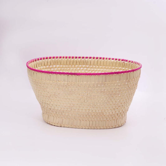 Pink Rimmed Palmyra Storage Basket