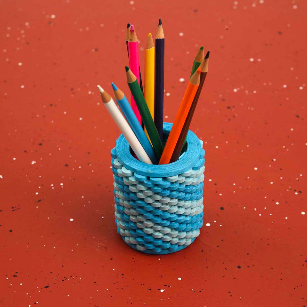 Blue Paper Pencil Holder