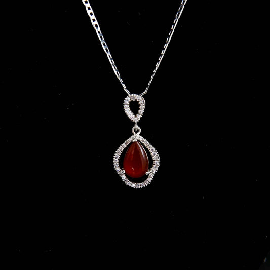 Silver Agate Pendant & Chain