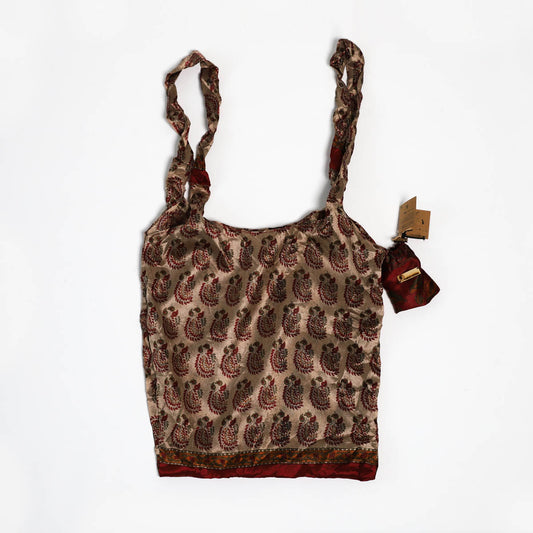 Bronze Motif Maroon Saree Bag
