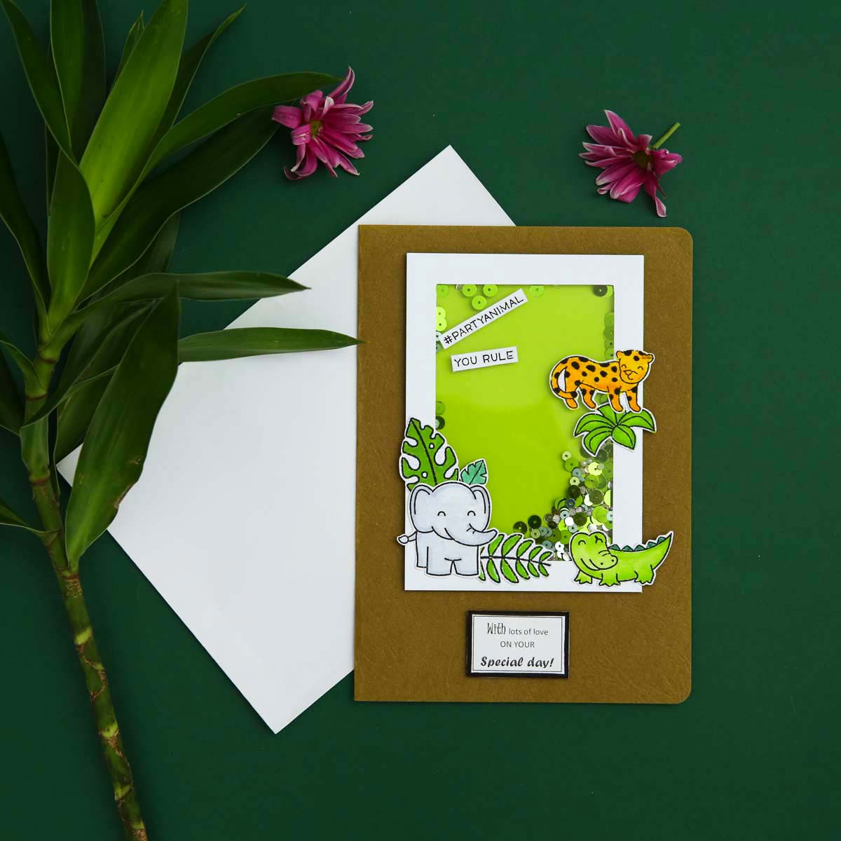 Jungle Animal Shaker Birthday Card