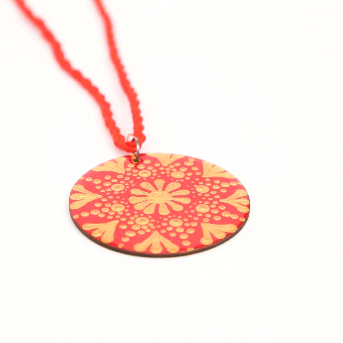Dotted Red Mandala Necklace