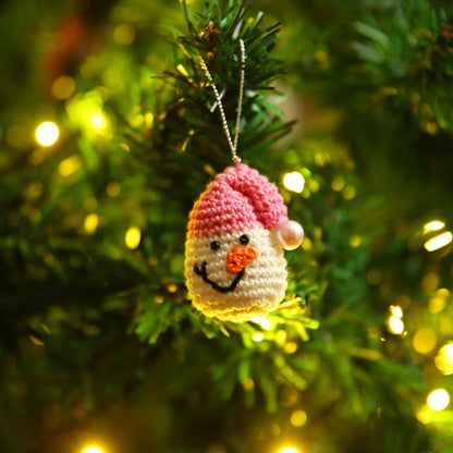 Pink Amigurumi Snowman Ornament