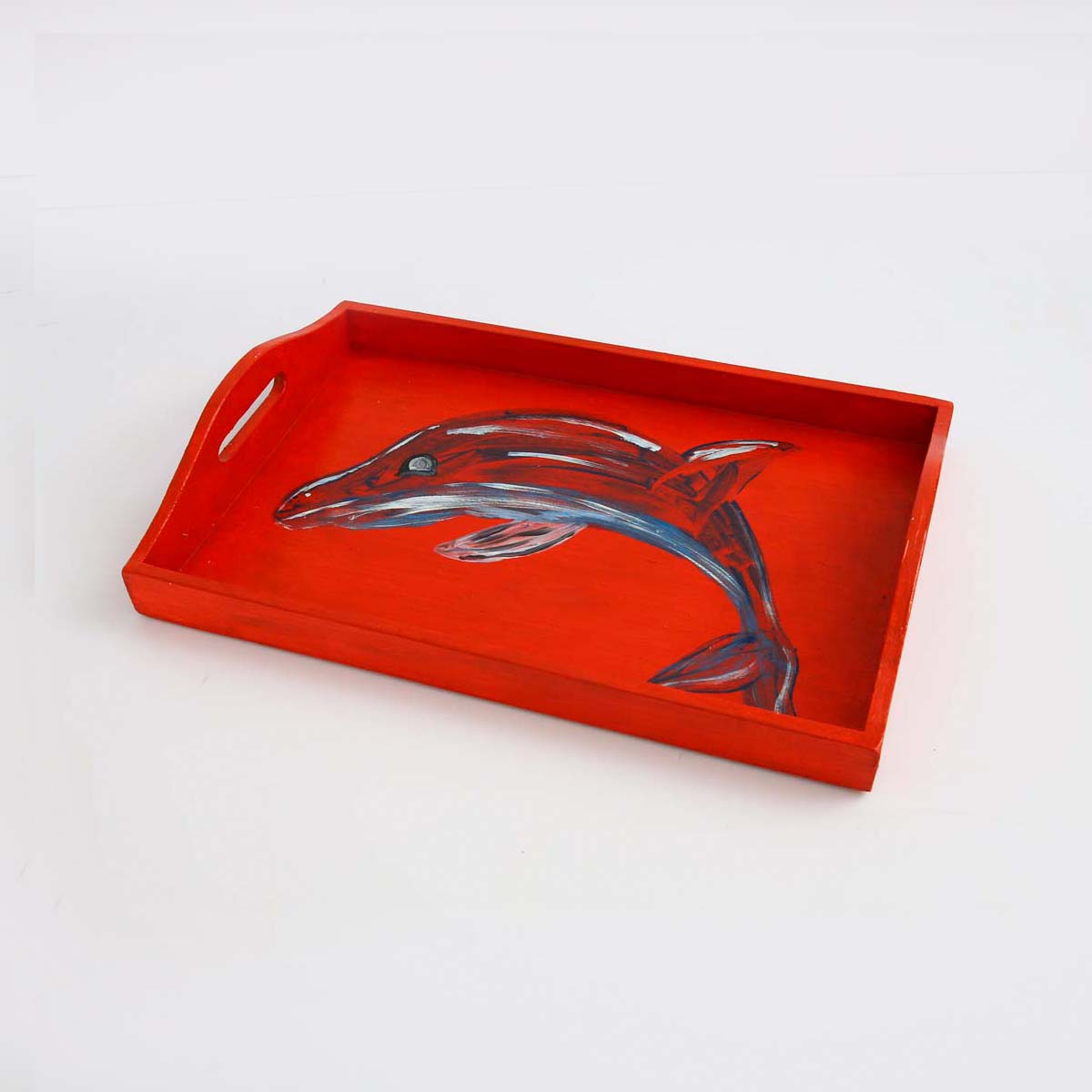 Red Whale Wooden Tray