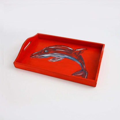 Red Whale Wooden Tray