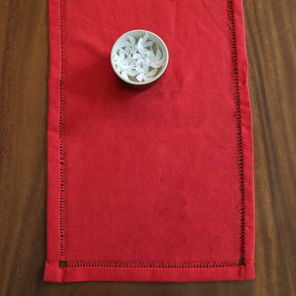 Double-decker Red Table Runner