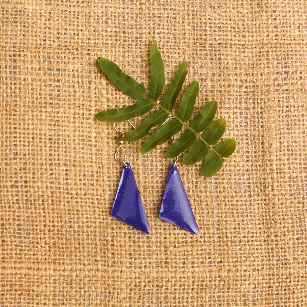 Blue Triangle Resin Earrings