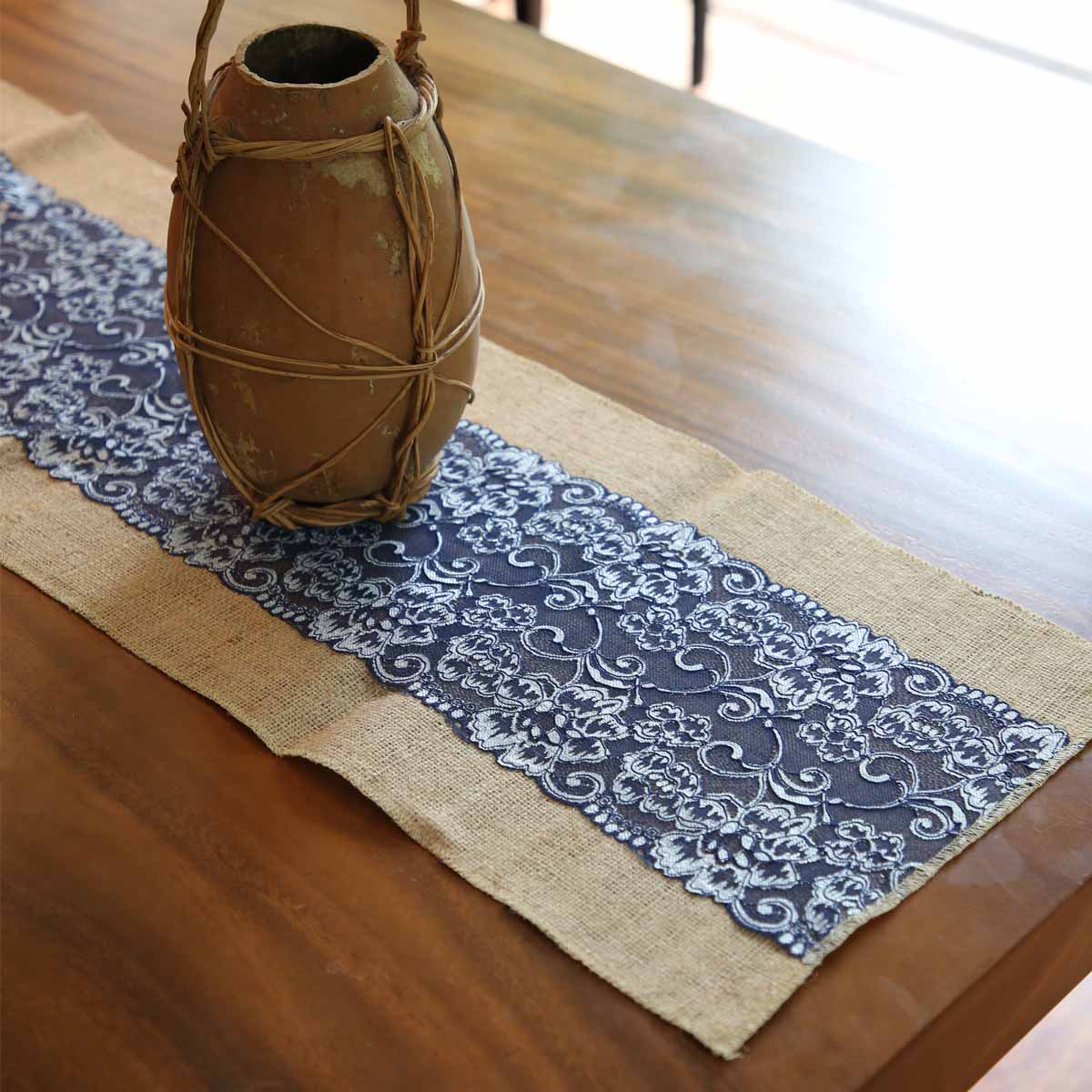 Vintage Lace &amp; Burlap Table Runner