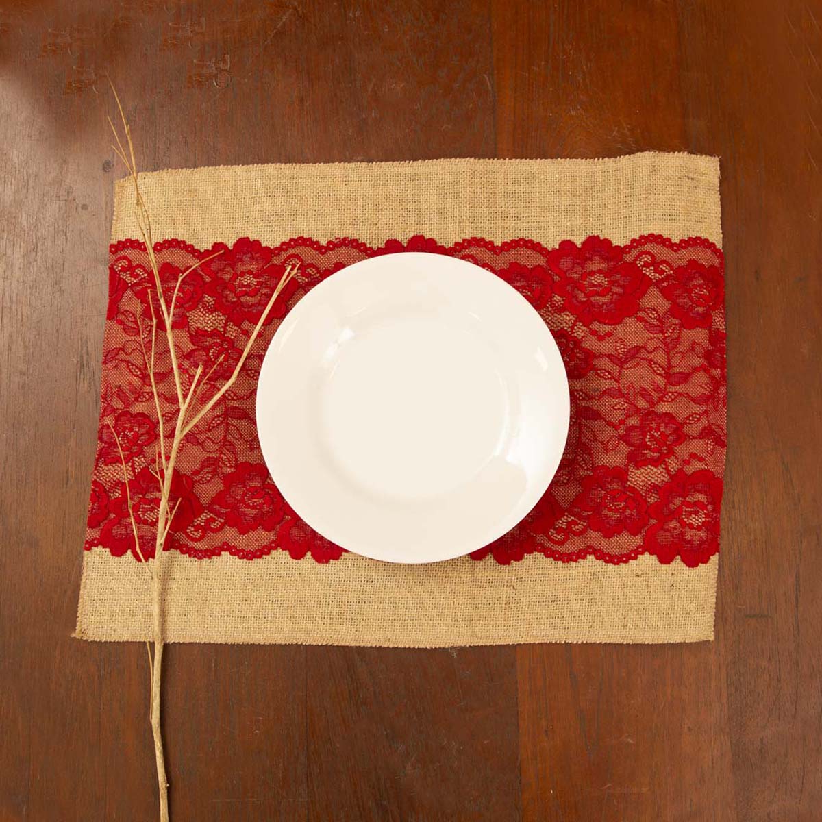 Cherry Burlap Table Mat