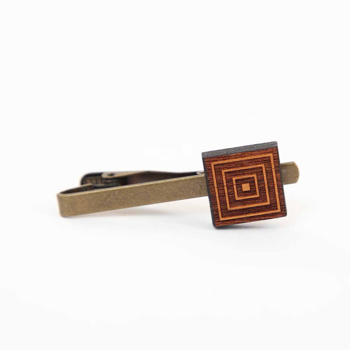Intricate square pattern Wooden Tie Pin