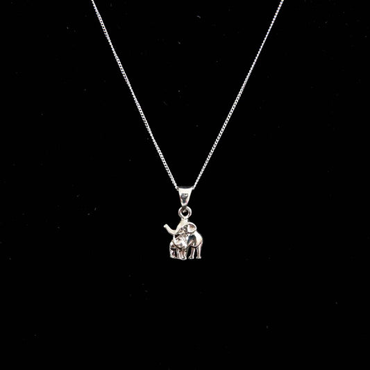 Silver Elephants Pendant & Chain