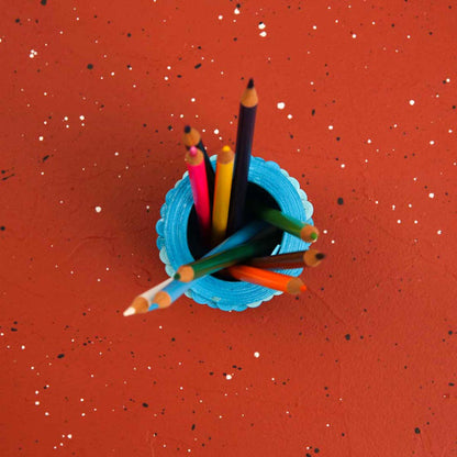 Blue Paper Pencil Holder