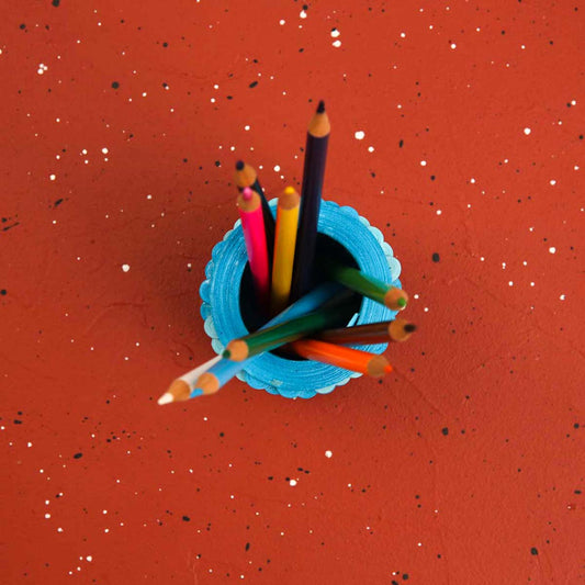 Blue Paper Pencil Holder