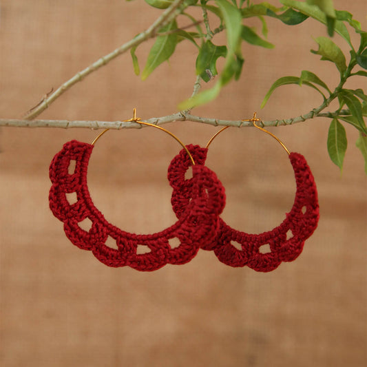 Rusty Red Crochet Hoops