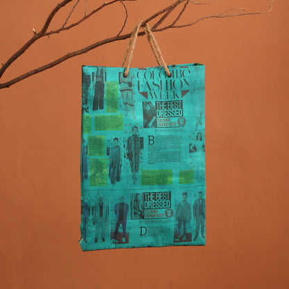 Teal Waves Paper Bag