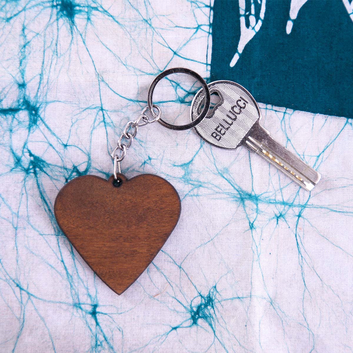 Wooden Heart Key Tag