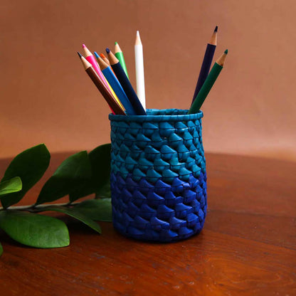 Shades Of Blue Palmyra Pen Holder