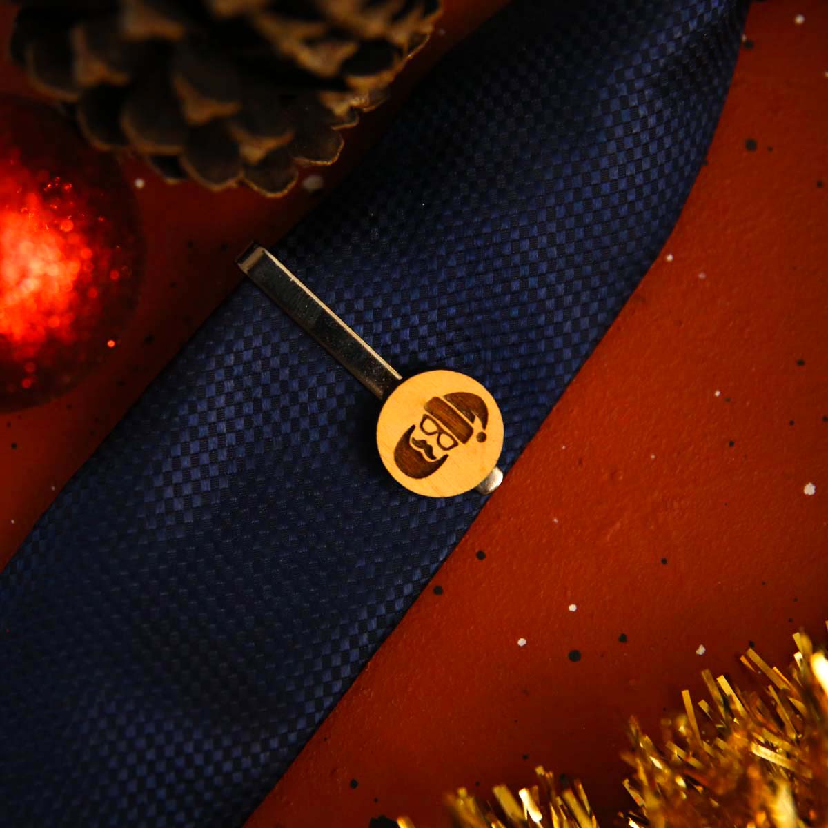 Cool Santa Wooden Tie Pin
