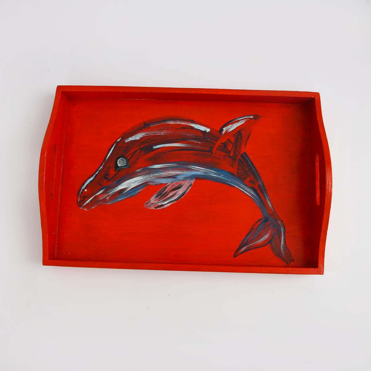 Red Whale Wooden Tray