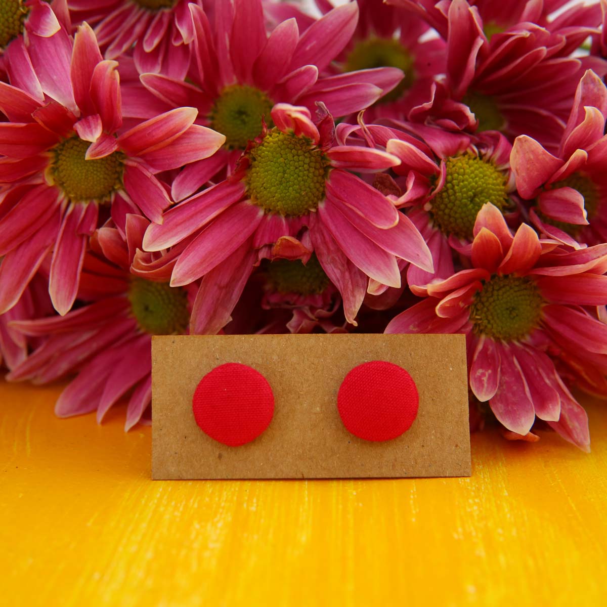 Crimson Handloom Stud Earrings