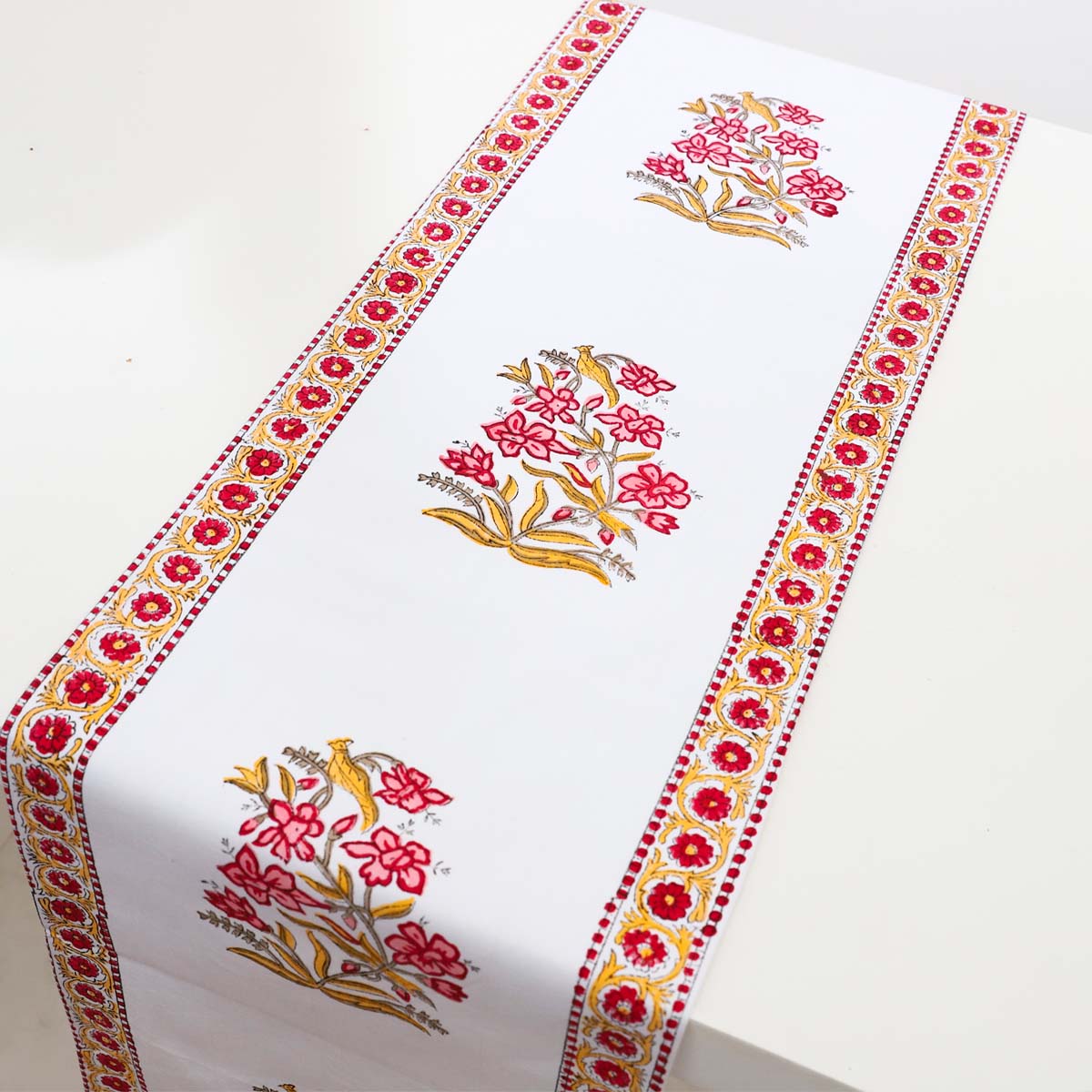 Mustard Garden Block Printed Table Runner