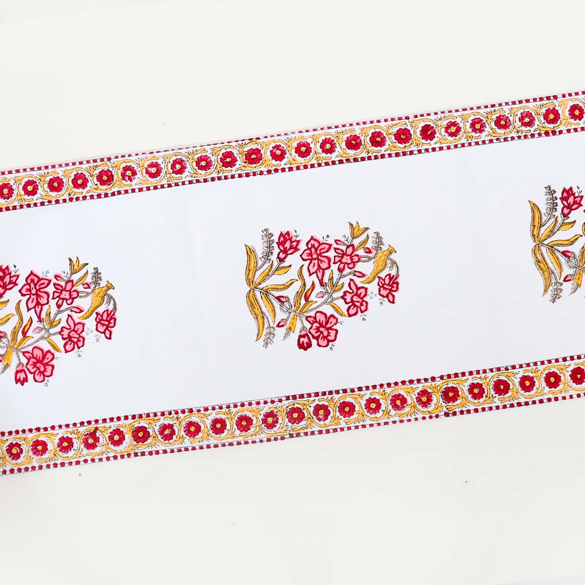 Mustard Garden Block Printed Table Runner