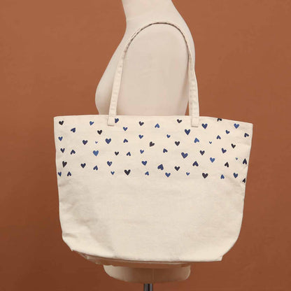 Navy Hearts Tote Bag