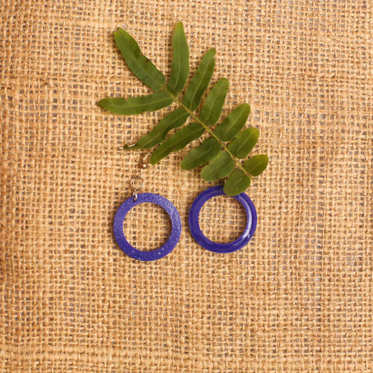 Blue Circle Resin Earrings