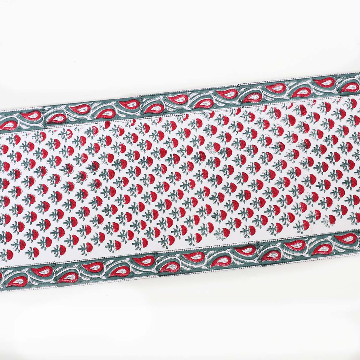 Emerald Rose Block Printed Table Runner