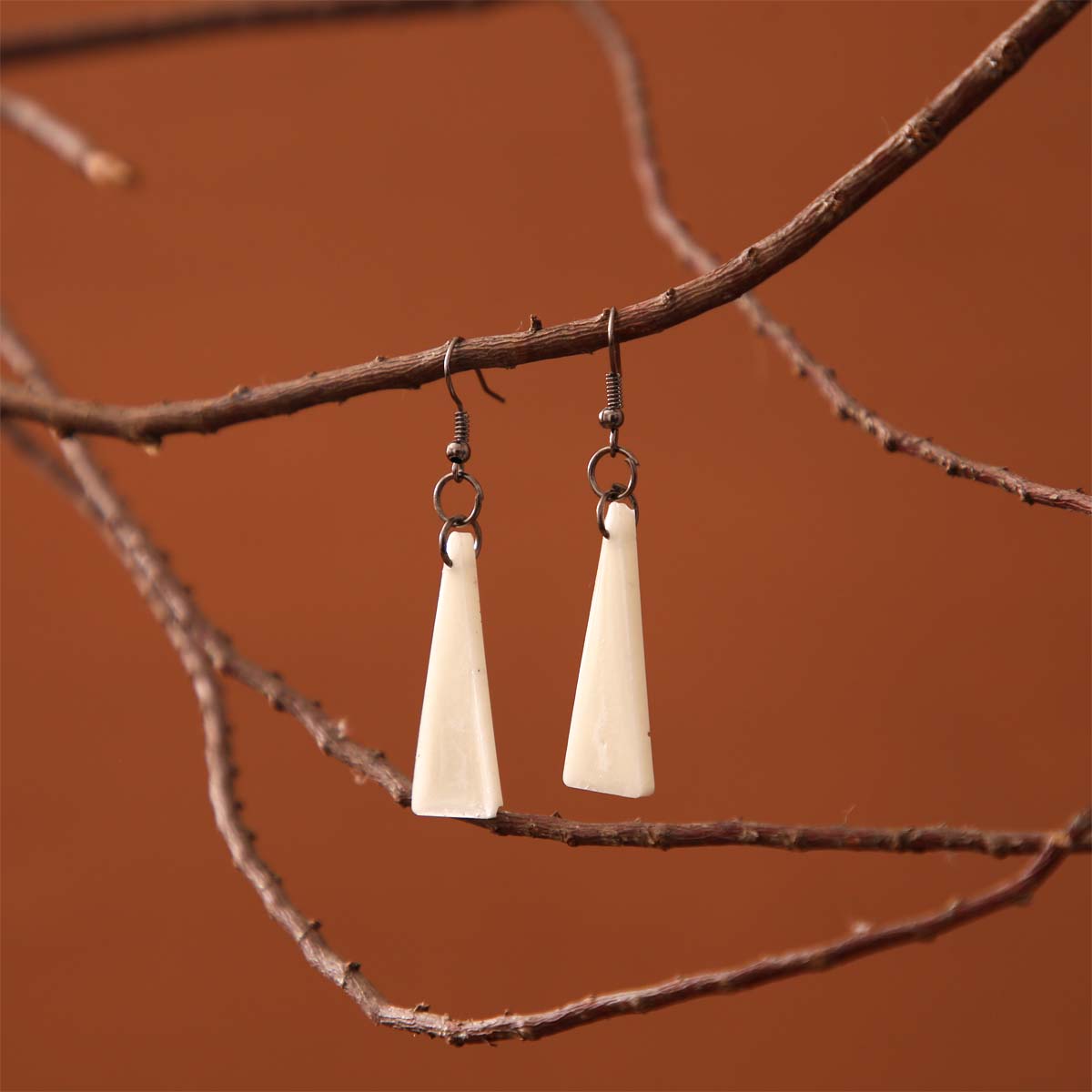 Tall Ivory Resin Earrings