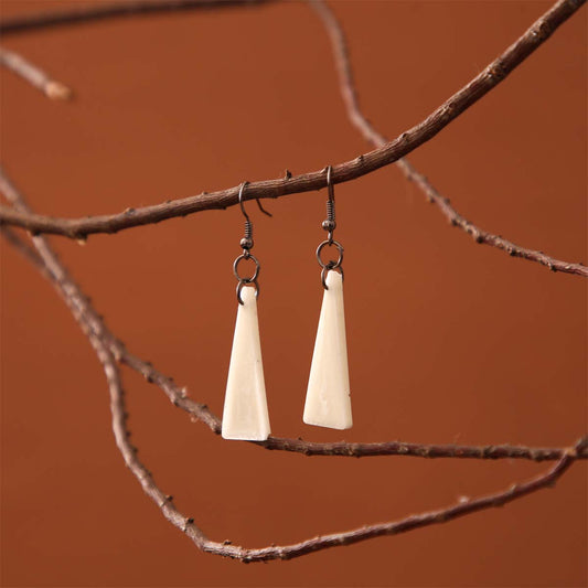 Tall Ivory Resin Earrings