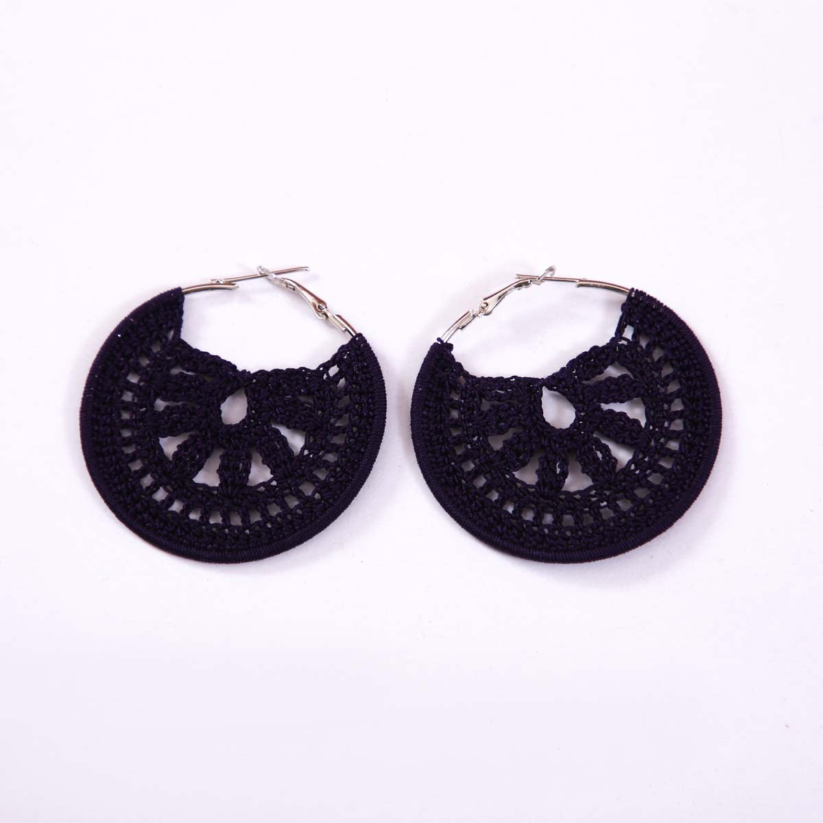 Charcoal Crochet Hoop Earrings