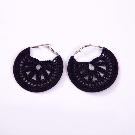 Charcoal Crochet Hoop Earrings